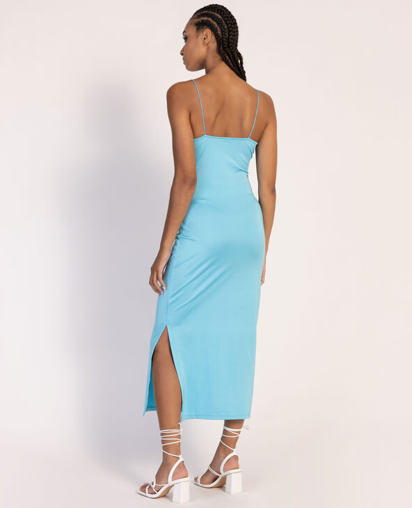 Robe midi cache-cœur en maille satinée bleu turquoise - Pimkie