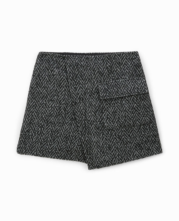 Jupe-short en tweed avec poche noir - Pimkie