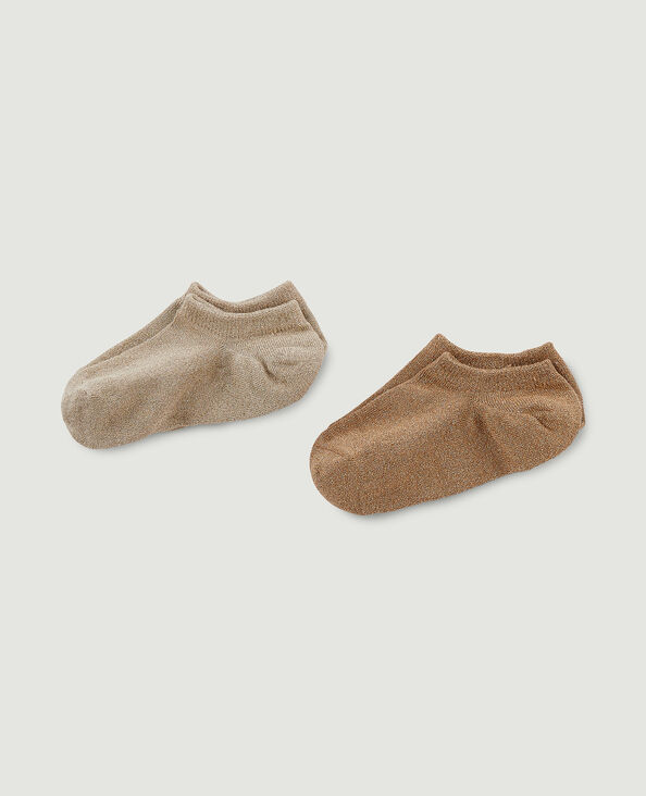 Lot de 2 paires de chaussettes invisibles lurex beige - Pimkie