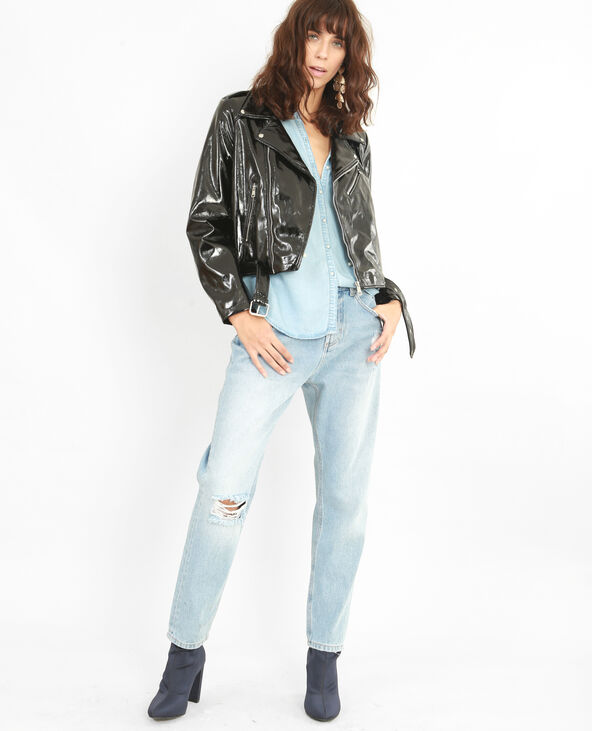 Blouson biker vinyle noir - Pimkie