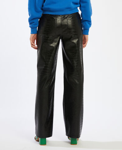 Pantalon simili cuir motif python noir - Pimkie