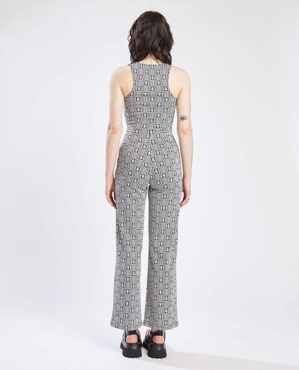 Top court en maille jacquard noir - Pimkie