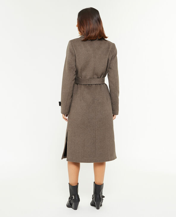 Manteau long col classique taupe - Pimkie