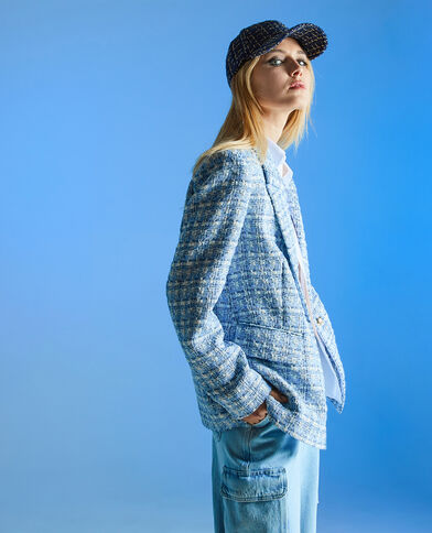Veste blazer en tweed bleu - Pimkie