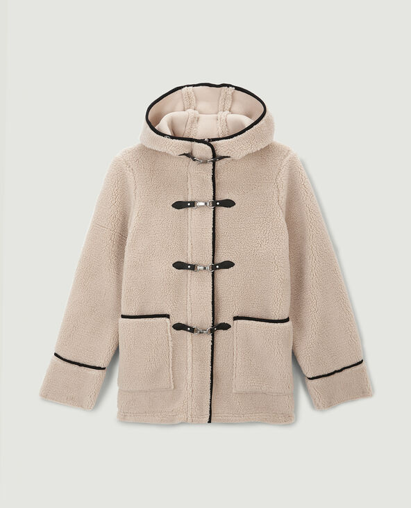 Duffle coat en sherpa avec capuche taupe - Pimkie