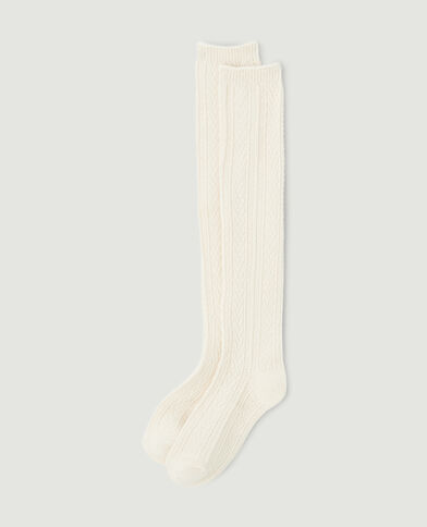 Chaussettes hautes maille fantaisie blanc cassé - Pimkie