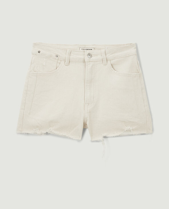 Short en jean destroy taille haute écru - Pimkie