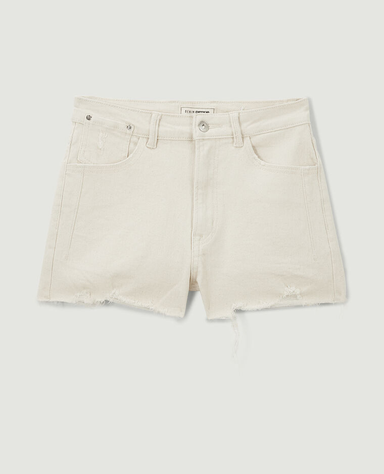 Short en jean destroy taille haute écru - Pimkie