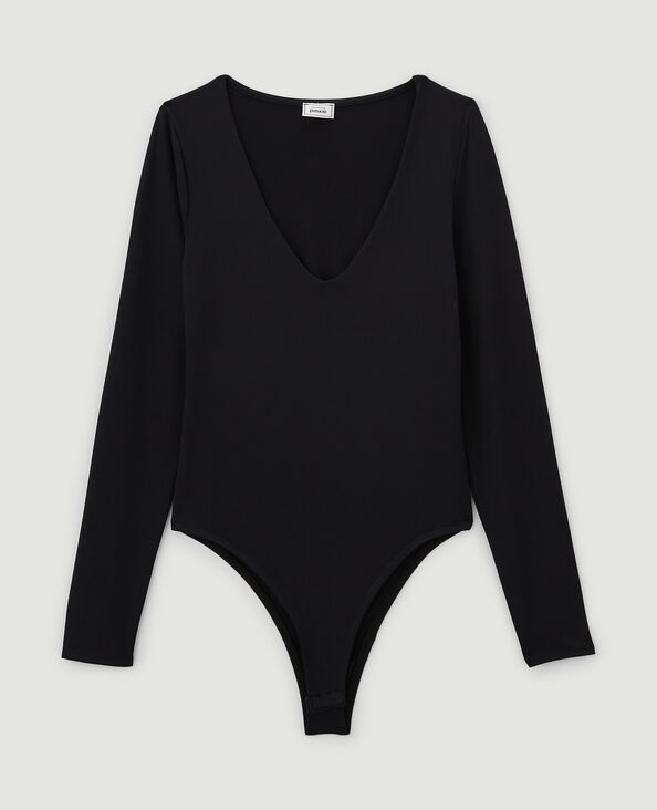 Body manches longues en matière gainante noir - Pimkie