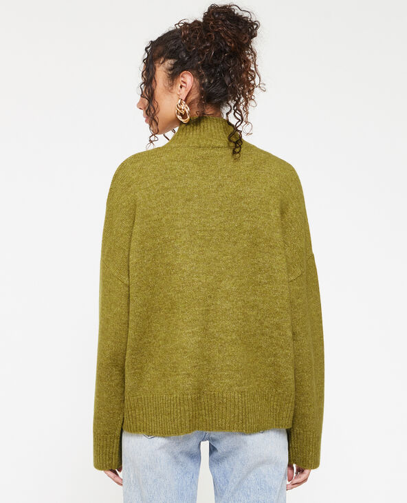 Pull oversize col montant vert olive - Pimkie