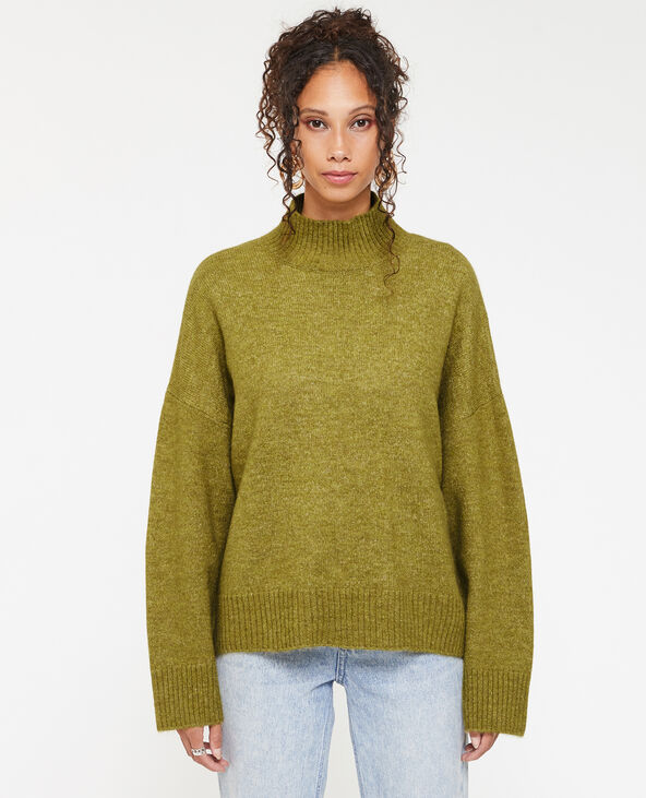 Pull oversize col montant vert olive - Pimkie