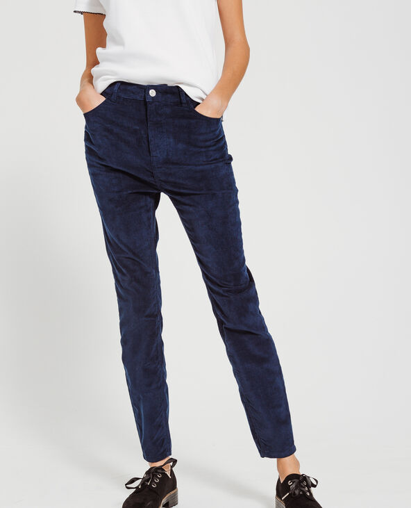 Pantalon velours bleu marine deals