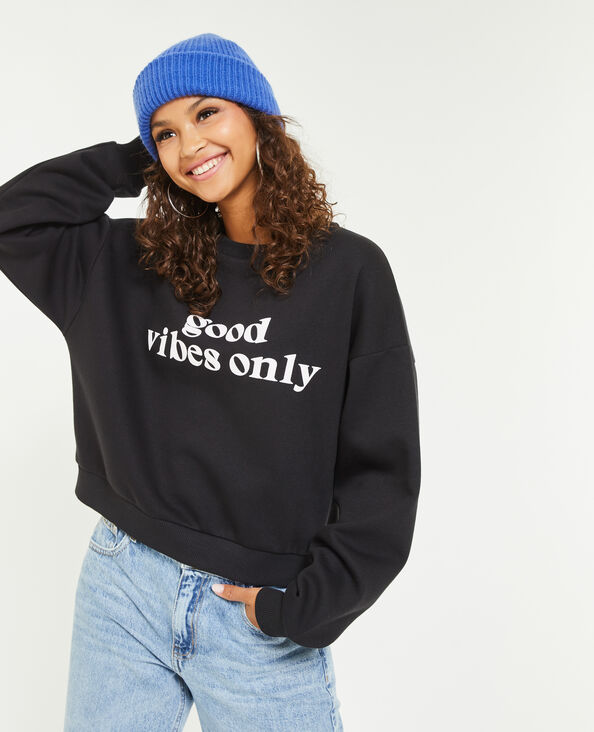 Sweat avec flocage noir - Pimkie