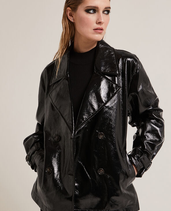 Trench court en vinyle noir - Pimkie