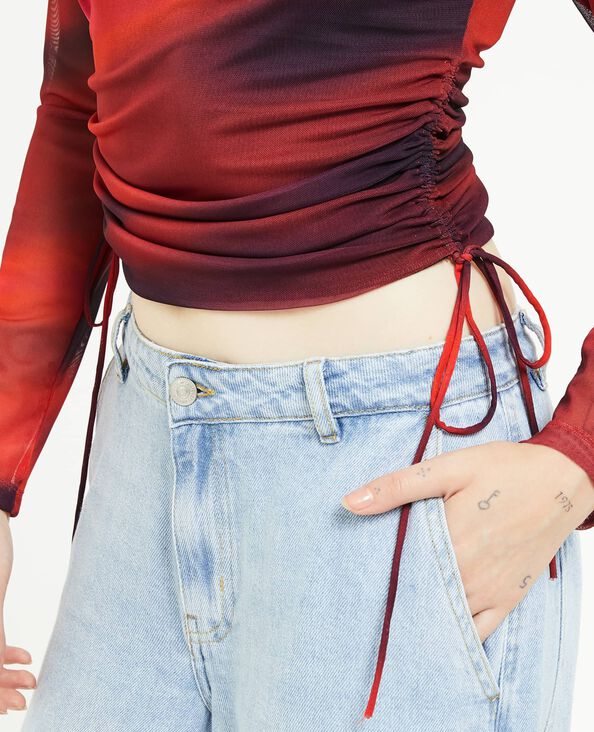 Top micro-mesh avec liens coulissants rouge - Pimkie