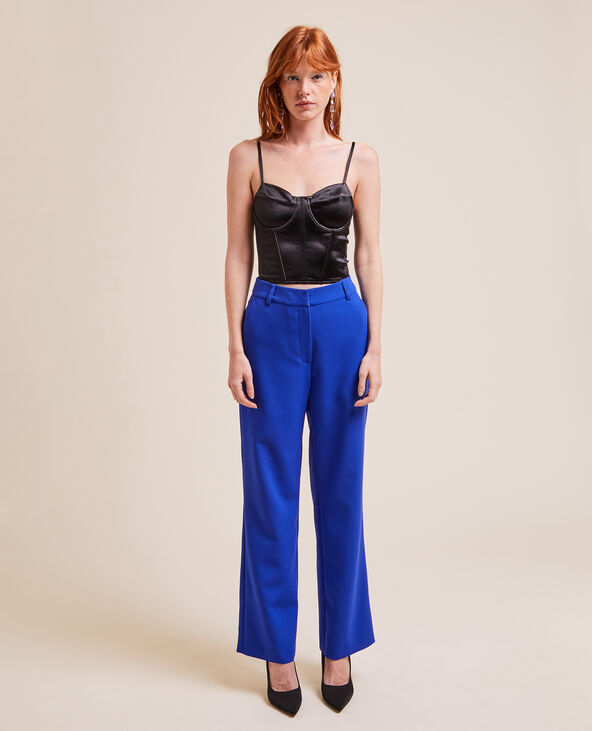 Pantalon droit taille haute bleu électrique - Pimkie