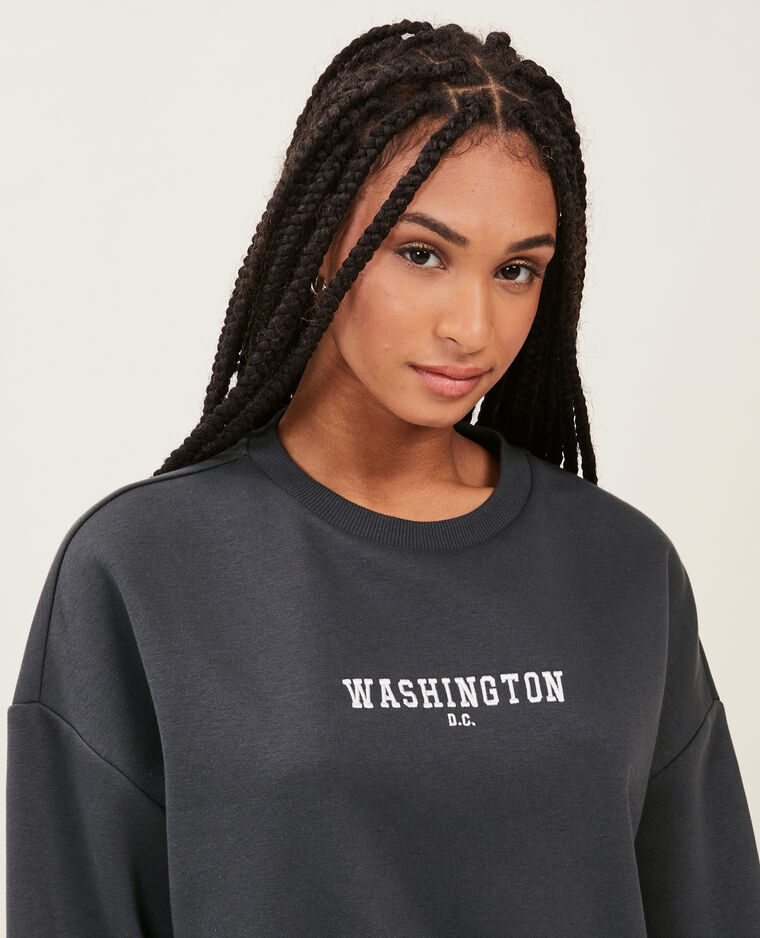 Sweat oversize col rond noir - Pimkie