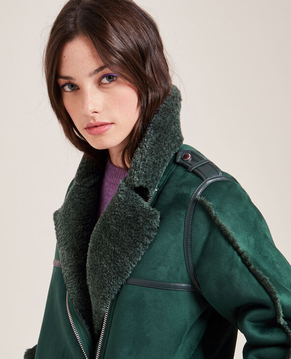 Blouson en suédine et sherpa vert - Pimkie