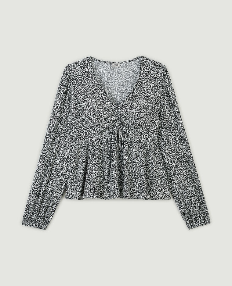 Blouse encolure V base volantée noir - Pimkie