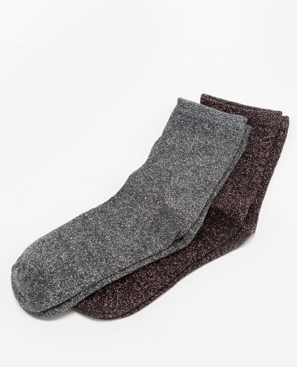 Lot de 2 paires de chaussettes lurex gris foncé - Pimkie