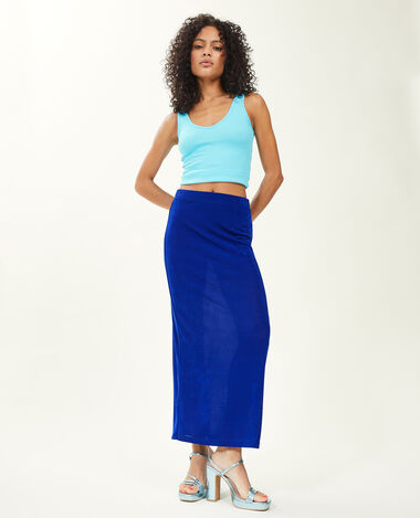 Jupe longue en maille fluide bleu turquoise - Pimkie