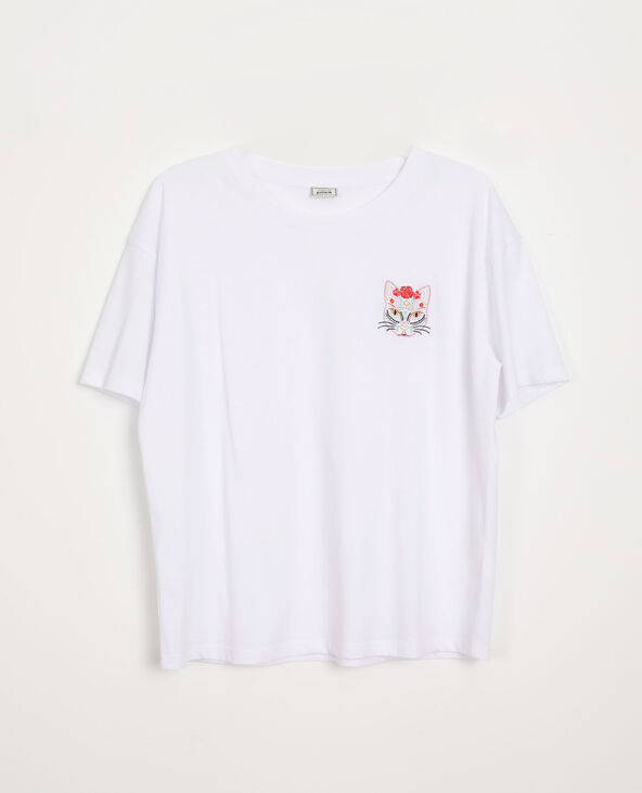 T-shirt chat blanc - Pimkie