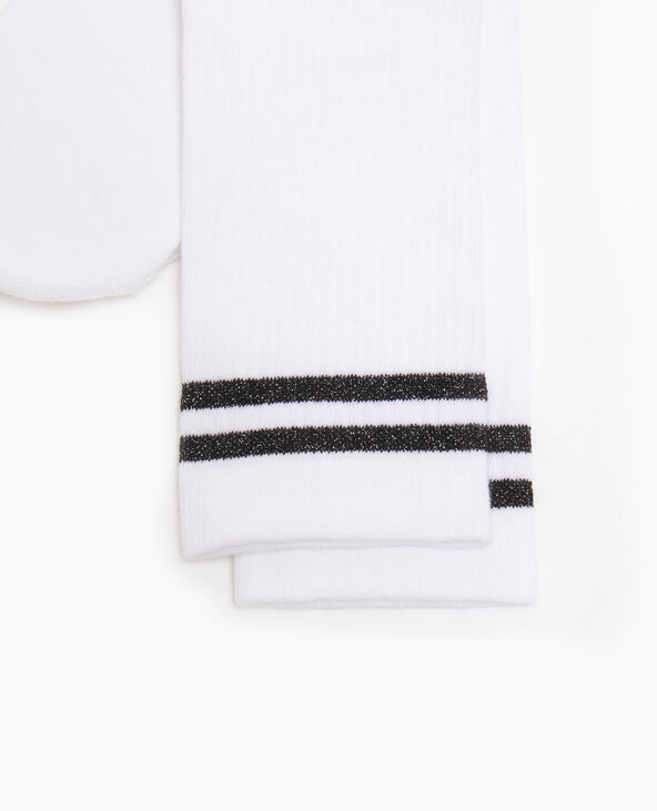 Paire de chaussettes avec bandes lurex blanc - Pimkie