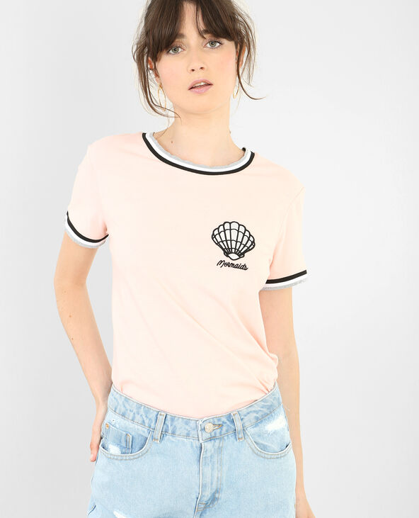 T-shirt coquillage rose clair - Pimkie