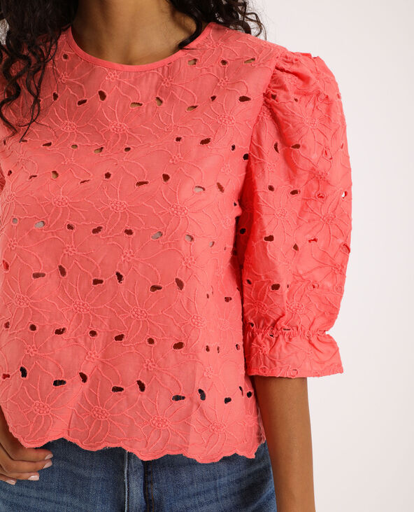 Blouse broderie anglaise rose - Pimkie