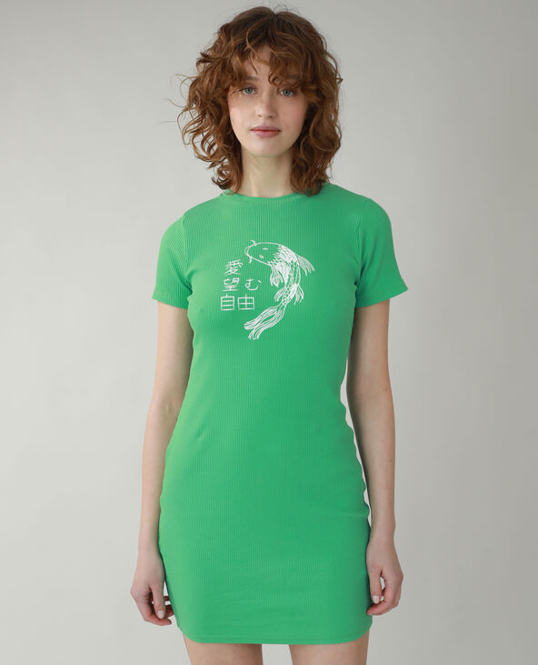 Robe t-shirt côtelée vert - Pimkie