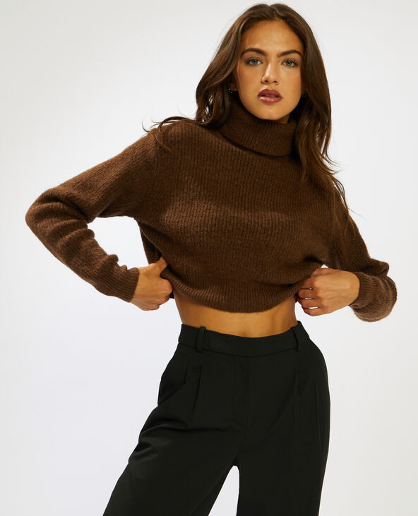 Pull cropped marron - Pimkie