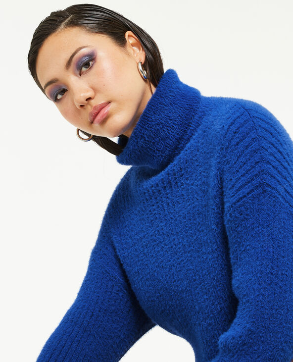 Pull bleu sales electrique col roule
