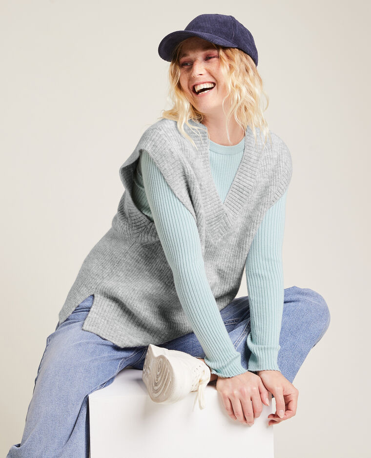 Pull sans manches oversize gris chiné - Pimkie