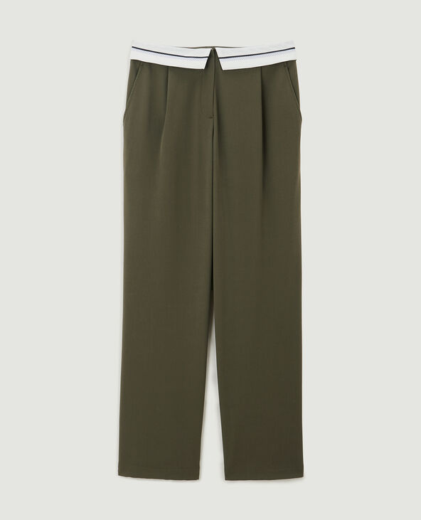 Pantalon droit avec ceinture fantaisie vert kaki - Pimkie