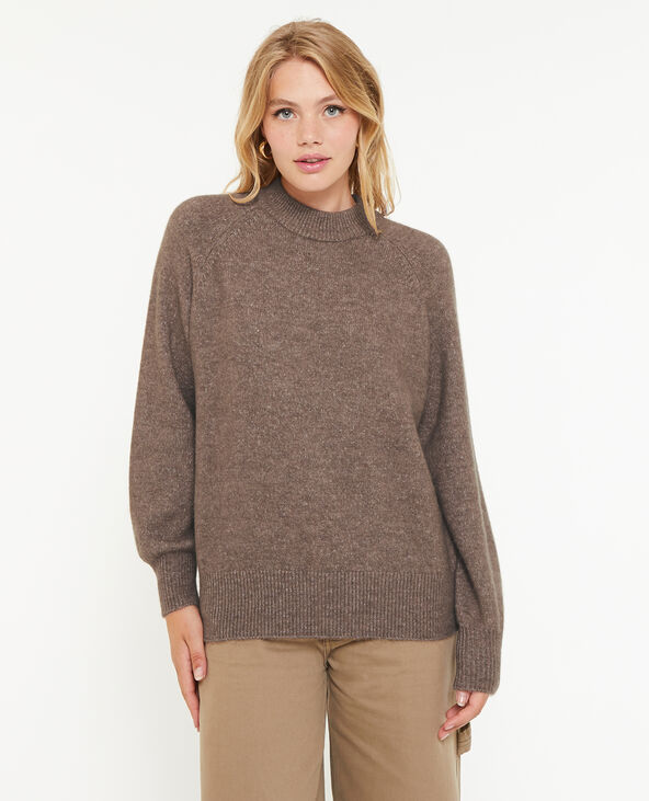 Pull col rond avec laine taupe - Pimkie