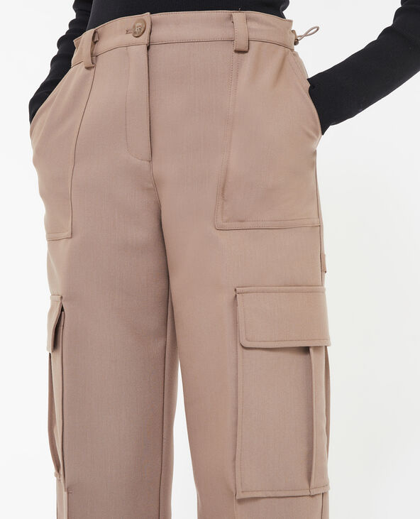 Pantalon cargo avec élastiques coulissés taupe - Pimkie