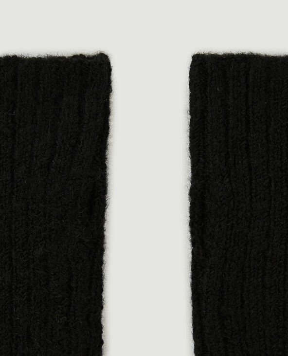 Manchons façon mitaines en maille tricot noir - Pimkie