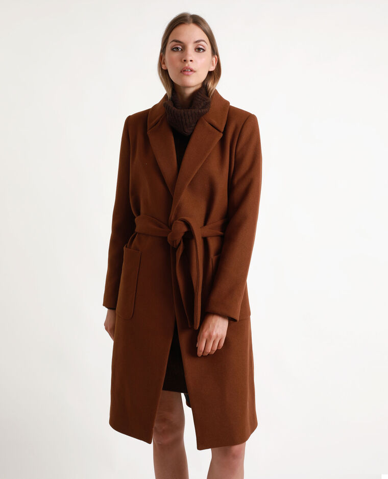 manteau laine femme marron
