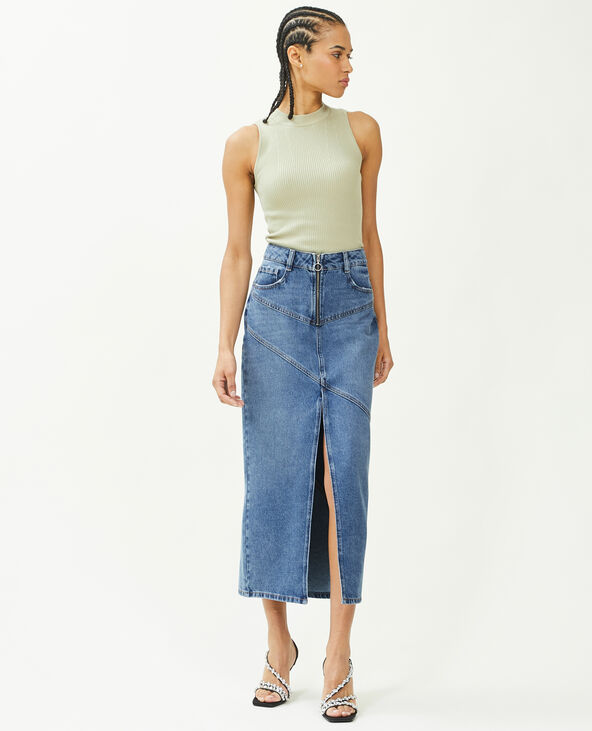 Jupe longue en jean bleu - Pimkie