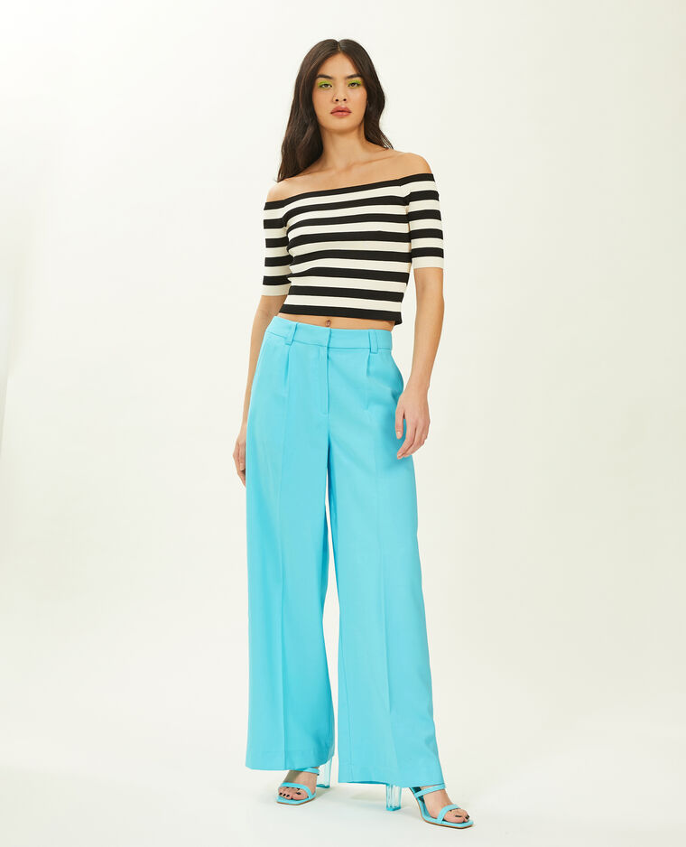 Pantalon large en toile fluide turquoise - Pimkie