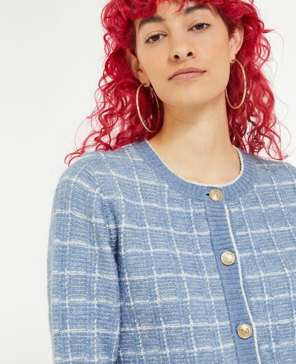 Gilet effet tweed à carreaux bleu - Pimkie