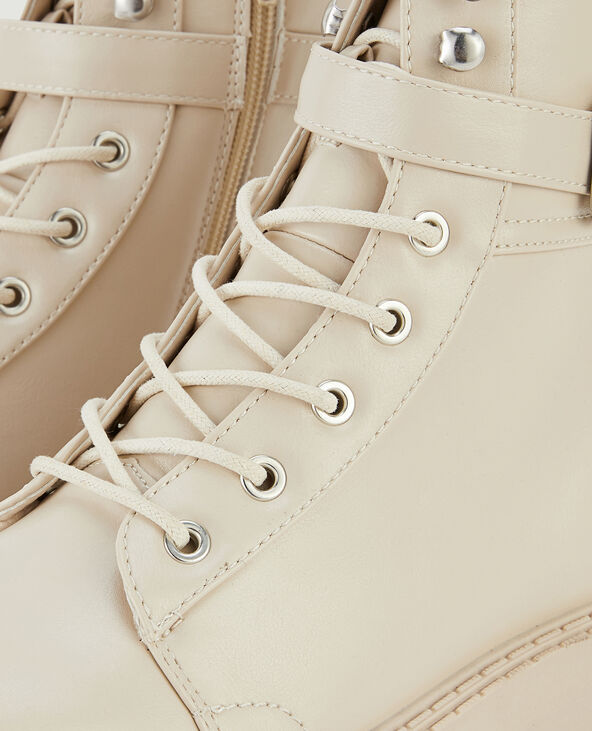 Boots à lacets semelles crantées blanc - Pimkie