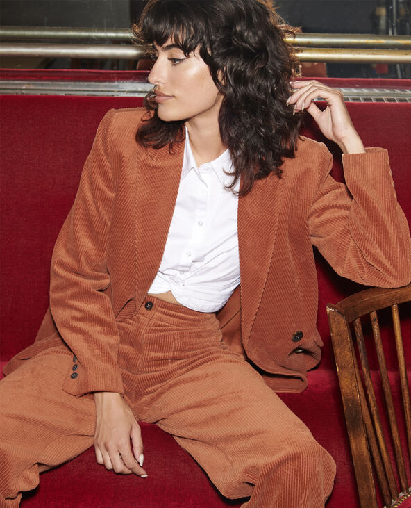 Veste blazer en velours côtelé orange - Pimkie