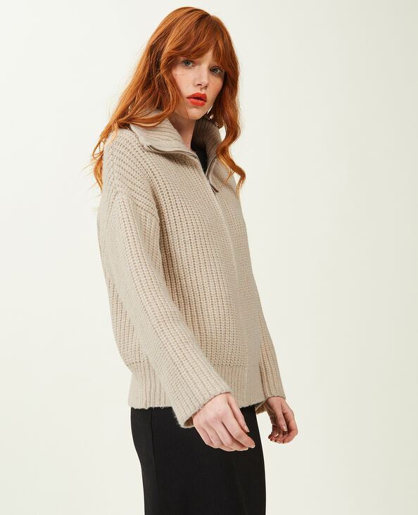 Gilet zippé en grosse maille écru - Pimkie