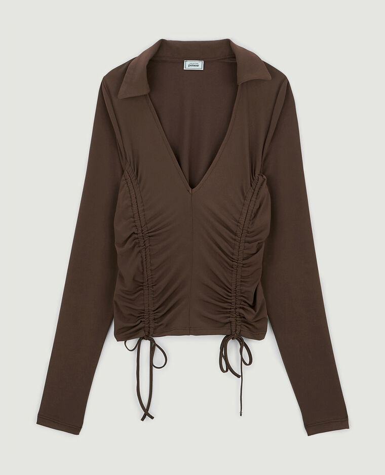 Top manches longues avec liens coulissants marron - Pimkie