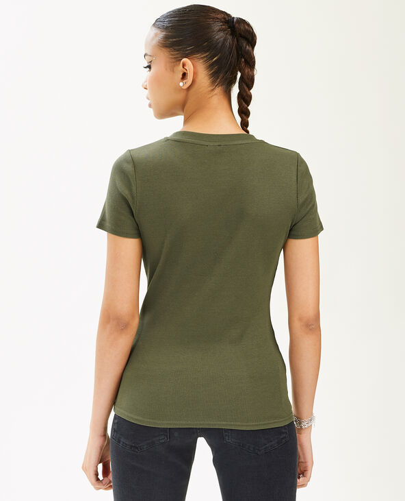 Top maille côtelée vert kaki - Pimkie