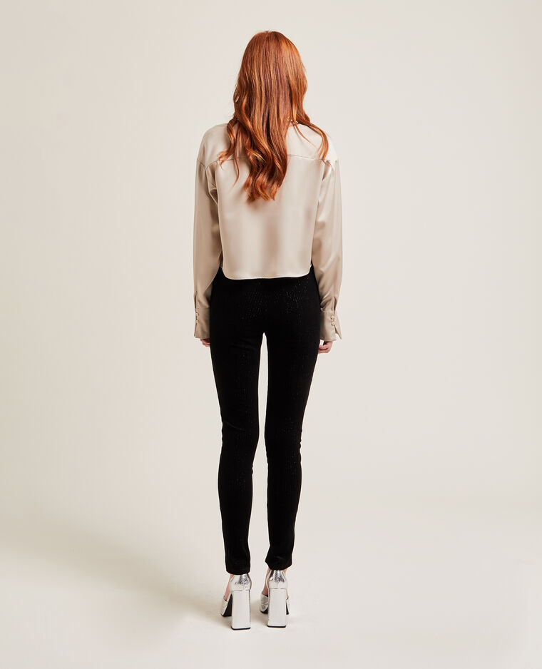 Legging en velours et lurex avec fentes noir - Pimkie