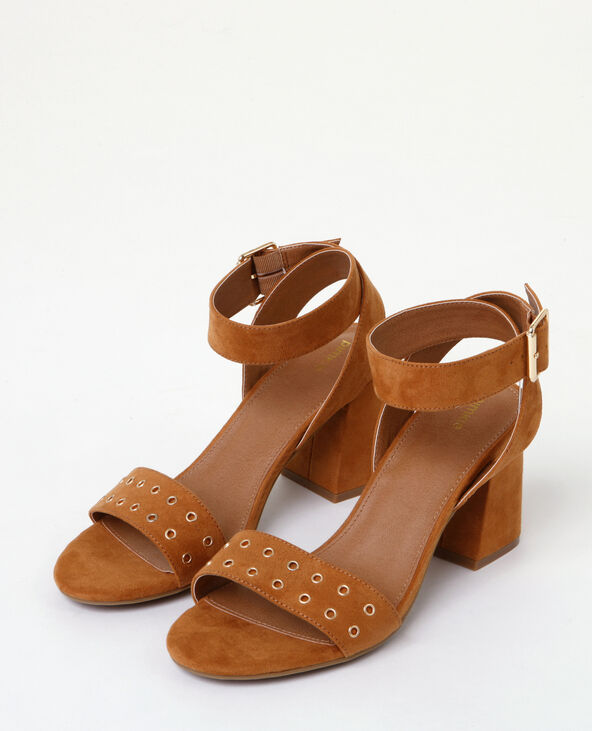 Sandale talon carré marron sale
