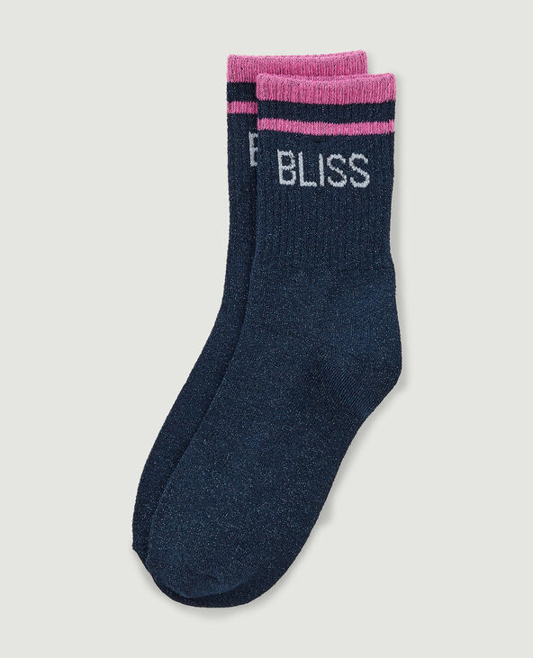 Chaussettes avec fils métallisés bleu - Pimkie