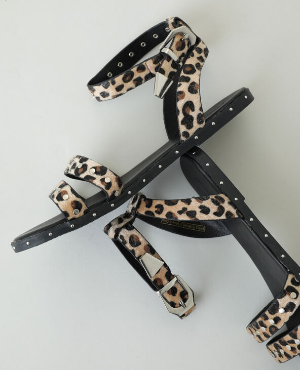 Sandales léopard cloutées beige - Pimkie